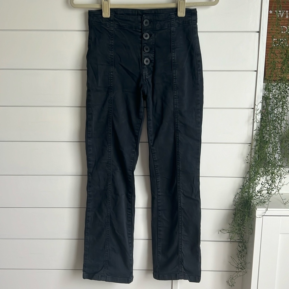 Free People black button front ankle pants